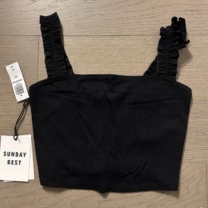Sunday Best black ruffle crop top